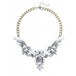 Anastasia Ivory Floral Crystal Bib Necklace
